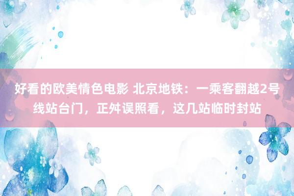 好看的欧美情色电影 北京地铁:一乘客翻越2号线站台门,正舛误照看,这几站临时封站