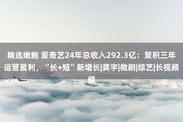 精选嫩鲍 爱奇艺24年总收入292.3亿：聚积三年运营盈利，“长+短”新增长|龚宇|微剧|综艺|长视频