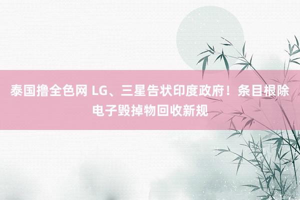泰国撸全色网 LG、三星告状印度政府！条目根除电子毁掉物回收新规