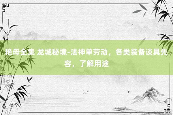 艳母全集 龙城秘境-法神单劳动，各类装备谈具先容，了解用途