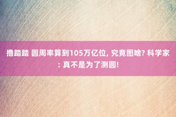 撸踏踏 圆周率算到105万亿位， 究竟图啥? 科学家: 真不是为了测圆!
