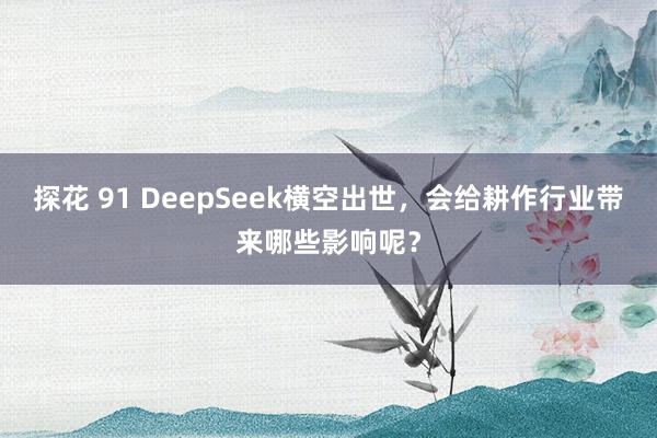 探花 91 DeepSeek横空出世，会给耕作行业带来哪些影响呢？